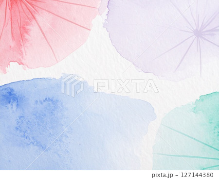 水彩と和傘の優しいグラデーション背景 127144380