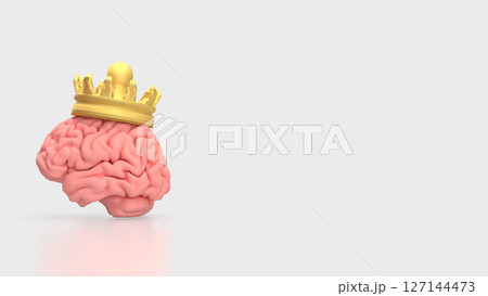 The Brain and gold crown for sci or medicine concept 3d Rendering. 127144473