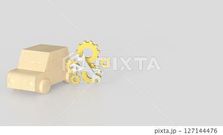 The Wood car and Gear for  fix or repair concept 3d Rendering. 127144476