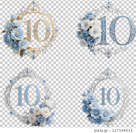 10號藍色花朵裝飾 127144513