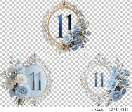 11號飾有藍色花朵 127144515