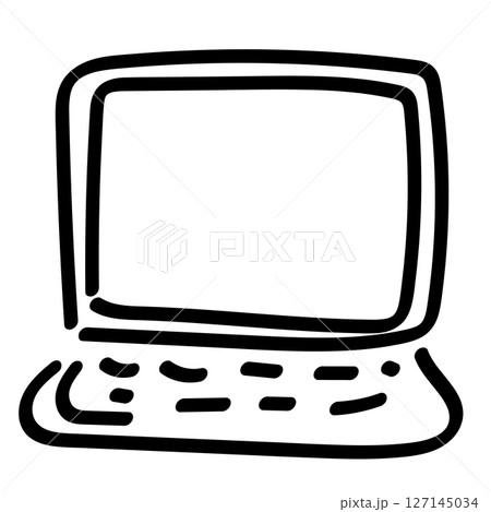 シンプルな落書き風のノートパソコンのイラスト 127145034