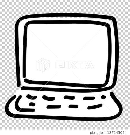 シンプルな落書き風のノートパソコンのイラスト 127145034