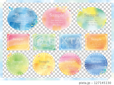 一組 11 個彩色模糊水彩紋理片狀框架 一組 11 個彩色模糊水彩紋理片狀框架 127145130