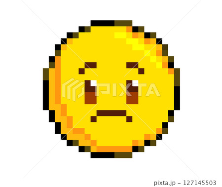 8 bits pixel art yellow angry and sad face flat icon 127145503