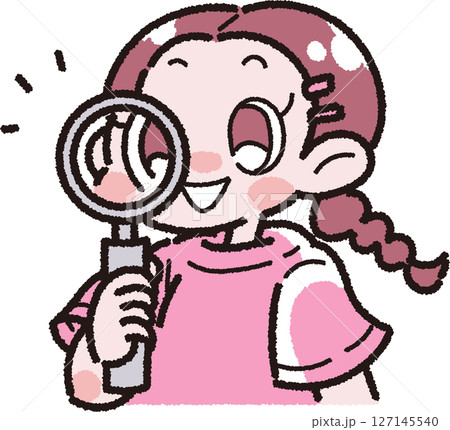 虫眼鏡を持った女の子のイラスト 127145540