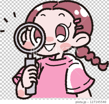 虫眼鏡を持った女の子のイラスト 127145540