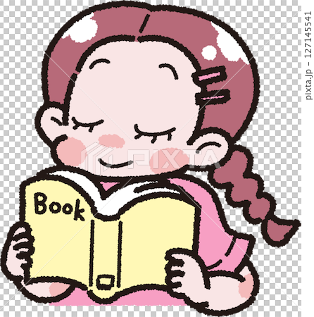 Illustration of a girl reading a book Illustration of a girl reading a book 127145541