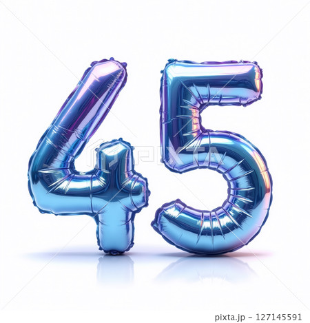 Shiny blue balloons forming number 45. 127145591