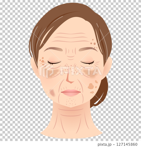 女人臉上有斑點，美麗，老年婦女 127145860