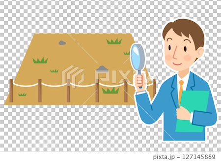 土地の調査をする不動産業者 売地 空地 資産 土地の調査をする不動産業者 売地 空地 資産 127145889