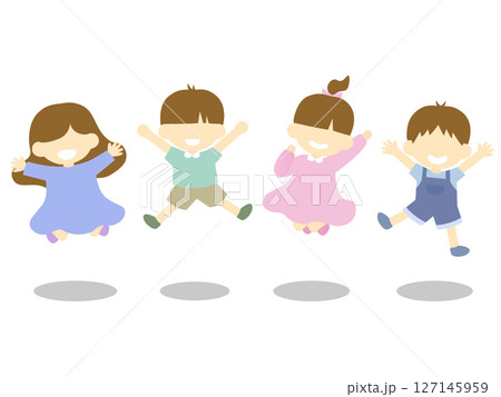 ジャンプする子供たちのイラスト ジャンプする子供たちのイラスト 127145959