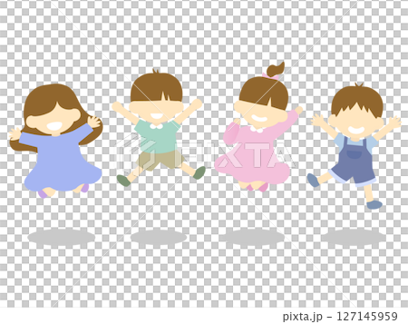 ジャンプする子供たちのイラスト ジャンプする子供たちのイラスト 127145959