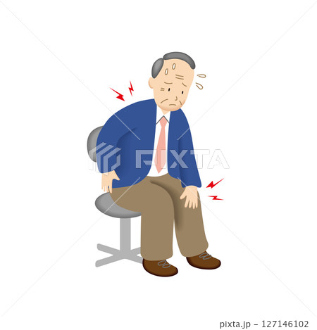 肩腰膝に痛みで困るシニア男性 127146102