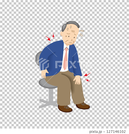 肩腰膝に痛みで困るシニア男性 127146102