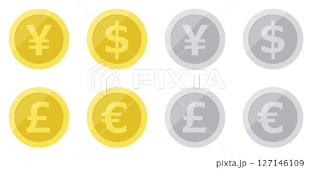通貨記号のコイン 金銀アイコン4種類セット 127146109