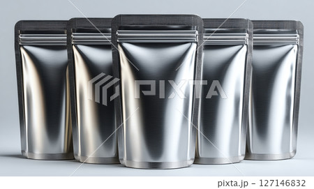 Metallic pouch silver mylar stand up packaging resealable blank food storage shiny reflective Sleek metallic pouch silver mylar stand up packaging Metallic pouch silver mylar stand up packaging resealable blank food storage shiny reflective Sleek metallic pouch silver mylar stand up packaging 127146832