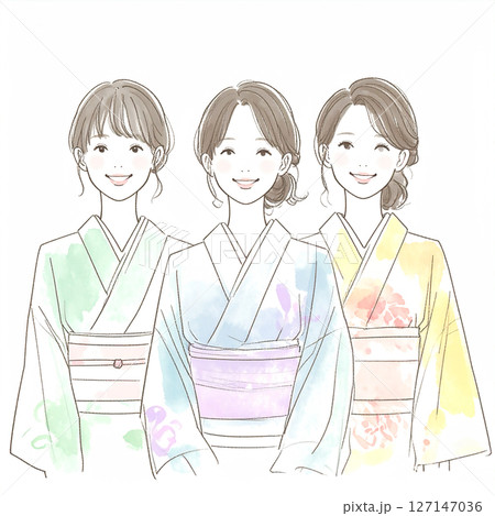 着物の女性イラスト素材 127147036