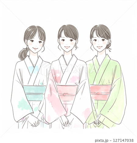着物の女性イラスト素材 127147038