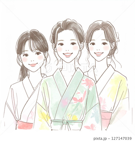 着物の女性イラスト素材 127147039