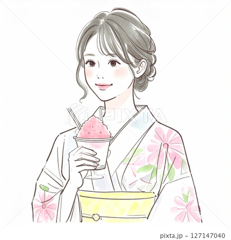 着物の女性イラスト素材 着物の女性イラスト素材 127147040