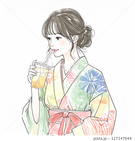 着物の女性イラスト素材 127147044