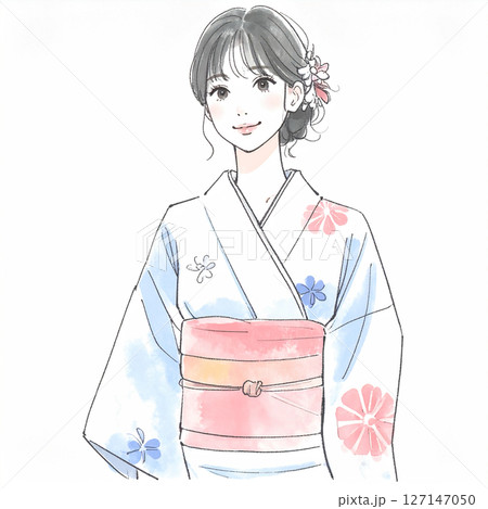 着物の女性イラスト素材 127147050
