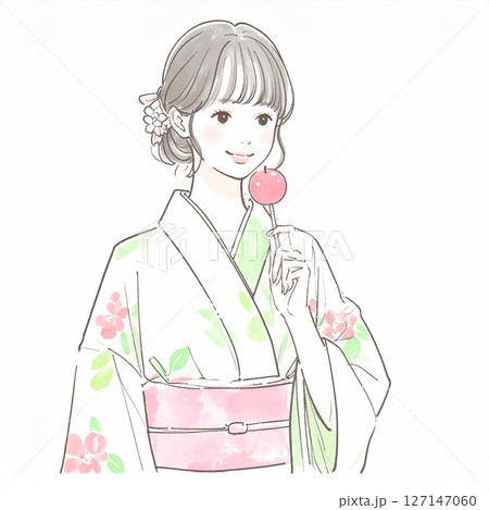 着物の女性イラスト素材 着物の女性イラスト素材 127147060