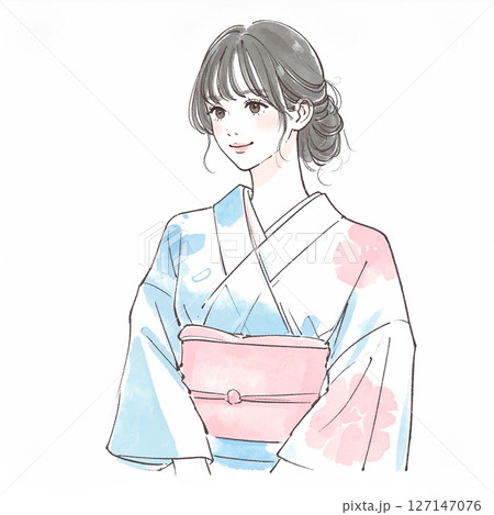 着物の女性イラスト素材 127147076