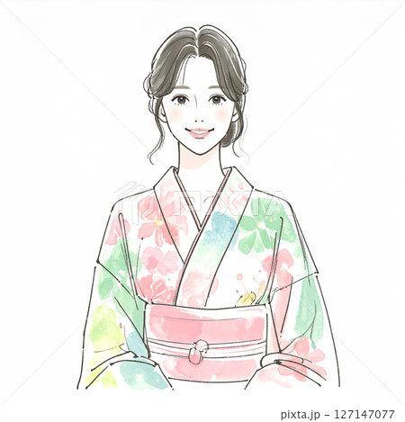 着物の女性イラスト素材 127147077