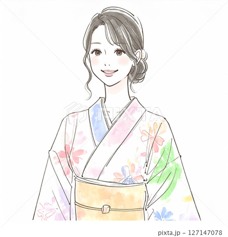 着物の女性イラスト素材 127147078