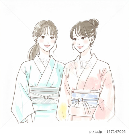 着物の女性イラスト素材 127147093