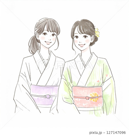 着物の女性イラスト素材 127147096