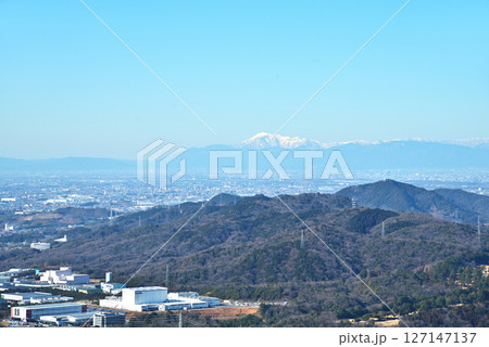 《愛知県》春日井市弥勒山から冠雪の伊吹山方面の展望 《愛知県》春日井市弥勒山から冠雪の伊吹山方面の展望 127147137