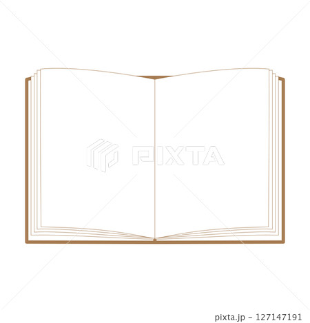 開いた本のイラスト素材アイコン　ノートメモ茶色シンプル　ベクター　png 127147191