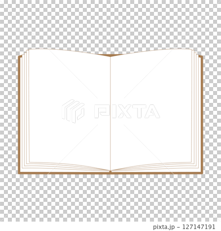 開いた本のイラスト素材アイコン　ノートメモ茶色シンプル　ベクター　png 127147191