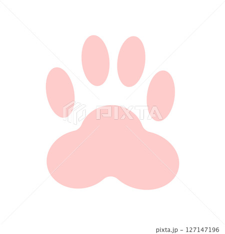 猫の足跡の肉球イラスト素材　ピンク色シンプル　ベクター　PNG 127147196