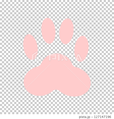 猫の足跡の肉球イラスト素材　ピンク色シンプル　ベクター　PNG 127147196