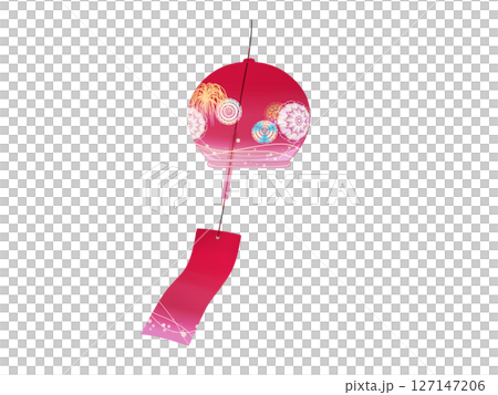 風に揺れる花火柄の風鈴（赤） 127147206