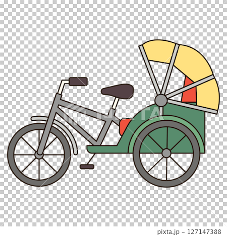 RICKSHAW illustration icon outline simple symbol isolated element transportation vehicle modern clean flat sticker decorative clipart drawing 127147388