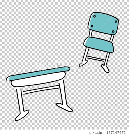 線條畫書桌和椅子插圖集 127147471