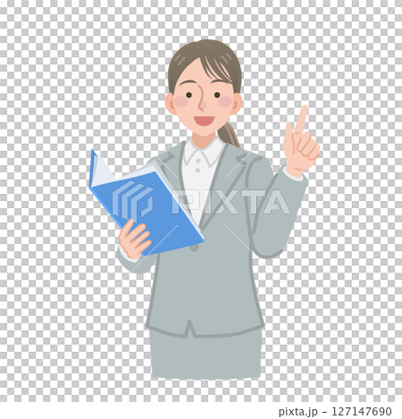 女商人拿著文件並指向 127147690