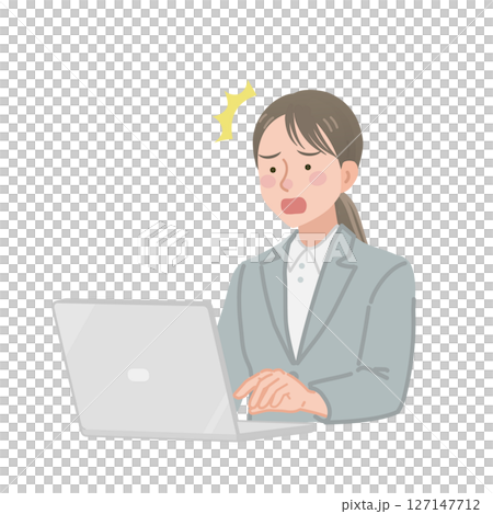 女商人對電腦螢幕感到驚訝 女商人對電腦螢幕感到驚訝 127147712