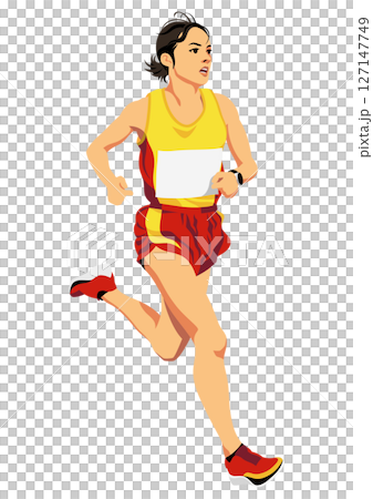 Women's marathon runner 127147749