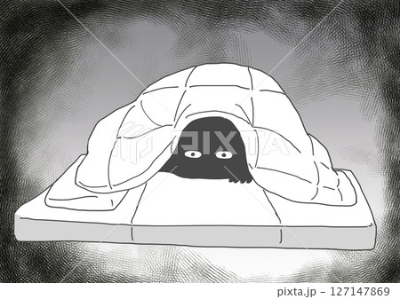 布団から覗き込む人　不穏 127147869