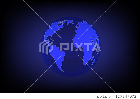 Globe World Map point wireframe on a dark blue background Globe World Map point wireframe on a dark blue background 127147972