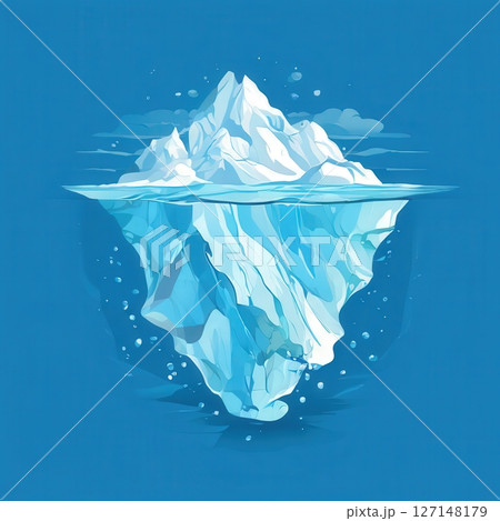 an AI Image Generator, Majestic Iceberg Above And Below Waterline In Ocean 127148179