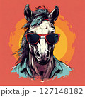 an AI Image Generator, Horse Illustration with Sunglasses and Modern Fashion Style 127148182