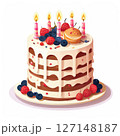 an AI Image Generator, Birthday Cake with Candles and Fresh Fruit Decoration 127148187