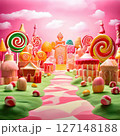 an AI Image Generator, Vibrant Candy Wonderland with Lollipop Trees 127148188